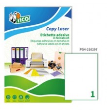 Etichetta adesiva PG4 bianca lucida 100fg A4 210x297mm (1et/fg) Tico