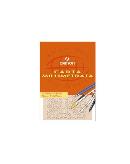 BLOCCO CARTA OPACA MILLIMETRATA 230x330mm 10FG 80GR CANSON
