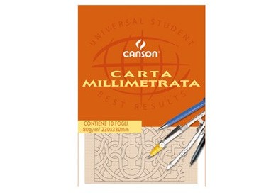 BLOCCO CARTA OPACA MILLIMETRATA 230x330mm 10FG 80GR CANSON