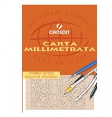 BLOCCO CARTA OPACA MILLIMETRATA 297x420mm 10FG 80GR CANSON