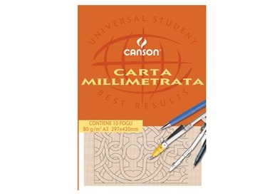 BLOCCO CARTA OPACA MILLIMETRATA 297x420mm 10FG 80GR CANSON