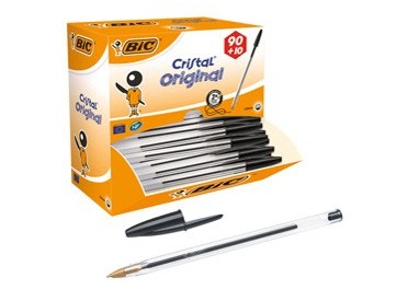 Dispenser value pack 90+10 penna sfera CRISTAL® medio 1,0mm nero BIC®