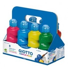 SCHOOLPACK 8 FLACONI TEMPERA PRONTA ACRILICA 250ML COLORI ASSORTITI GIOTTO
