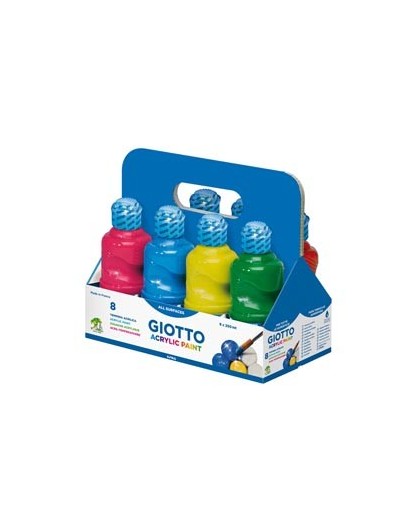 SCHOOLPACK 8 FLACONI TEMPERA PRONTA ACRILICA 250ML COLORI ASSORTITI GIOTTO