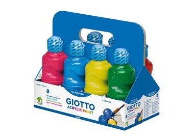 SCHOOLPACK 8 FLACONI TEMPERA PRONTA ACRILICA 250ML COLORI ASSORTITI GIOTTO