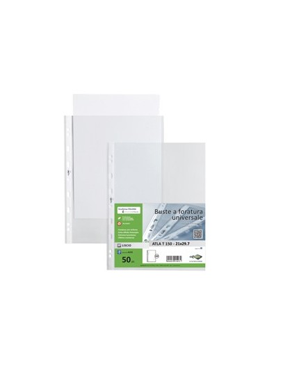 50 buste forate ATLA T 150 21x29.7cm liscio SEI ROTA