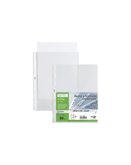 50 buste forate ATLA T 150 22x30cm liscio SEI ROTA