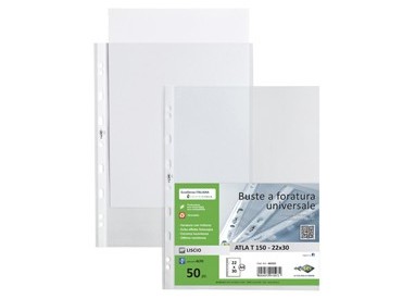 50 buste forate ATLA T 150 22x30cm liscio SEI ROTA