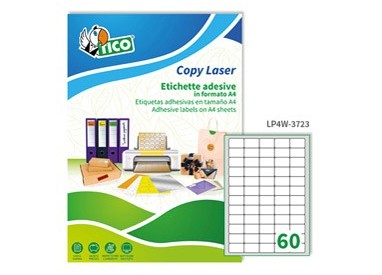 Etichetta adesiva LP4W bianca 100fg A4 37,5x23,5mm (60et/fg) Laser Tico
