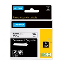 NASTRO POLIESTERE PERMANENTE 19mm x 5.5mtnero su bianco 18484 RHINO