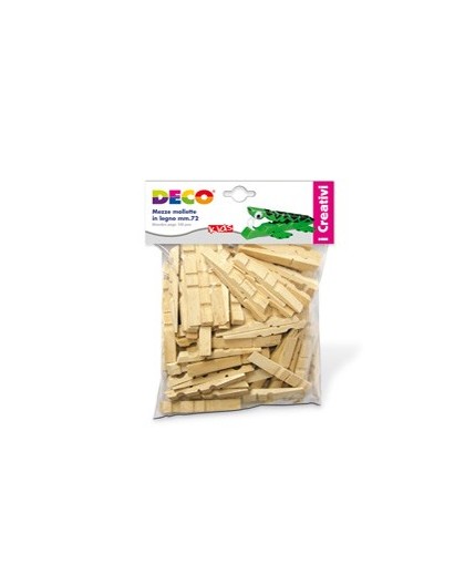 SACCHETTO 100 MEZZE MOLLETTE LEGNO 72mm ART.1719 DECO