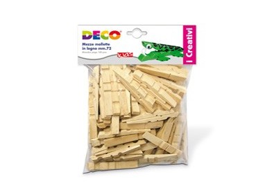 SACCHETTO 100 MEZZE MOLLETTE LEGNO 72mm ART.1719 DECO