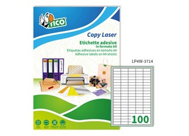 Etichetta adesiva LP4W bianca 100fg A4 37x14mm (100et/fg) Laser Tico