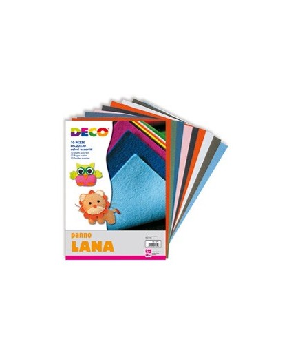 10 PEZZE PANNO LANA 20x30cm colori assortiti DECO