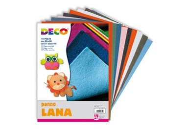 10 PEZZE PANNO LANA 20x30cm colori assortiti DECO