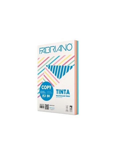 CARTA COPY TINTA MULTICOLOR A3 80gr 250fg mix 5 colori tenui FABRIANO