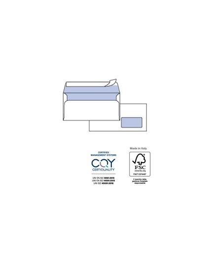 500 busteSILVER90 STRIP LASER FSC®bianca intern. c/finestra110x230mm 90gr Pigna