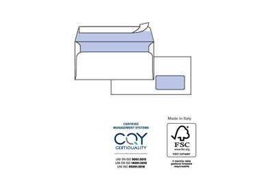 500 busteSILVER90 STRIP LASER FSC®bianca intern. c/finestra110x230mm 90gr Pigna