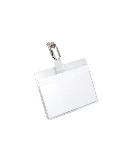 25 PORTANOME TASCA APERTA 60x90mm clip in metallo DURABLE