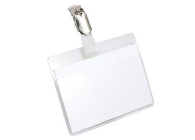 25 PORTANOME TASCA APERTA 60x90mm clip in metallo DURABLE