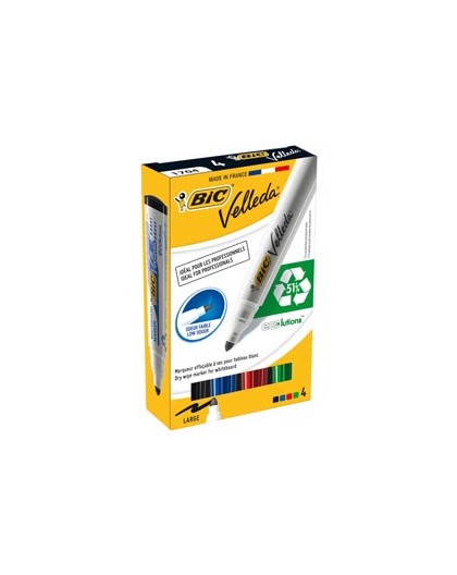 ASTUCCIO 4 MARCATORI P.TONDA Whiteboard VELLEDA® 1701 Recycled BIC®