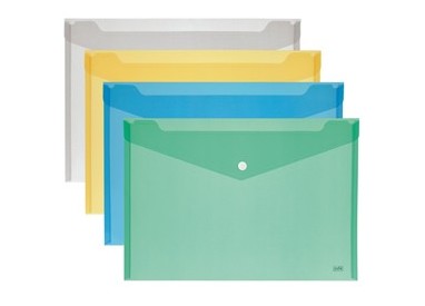 BUSTA CON BOTTONE 18,5x13,5cm - ORIZZ. COLORI ASSORTITI LEBEZ