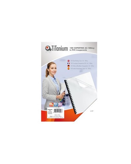 100 COPERTINE A3 PVC TRASPARENTE 180my TiTanium