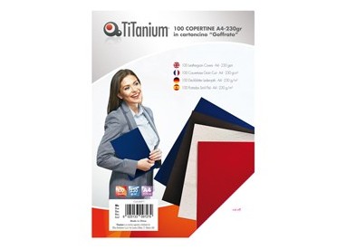 100 COPERTINE A4 CARTONCINO GOFFRATO 230g BLU TiTanium