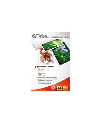 100 POUCHES 64x98mm 125my KEY CARD TiTanium