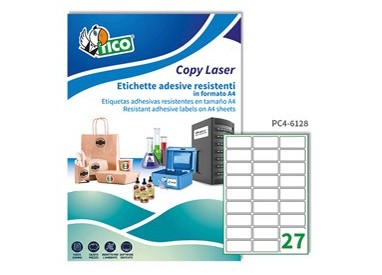 Poliestere adesivo PC4 trasparente 100fg A4 61x286mm (27et/fg) laser Tico