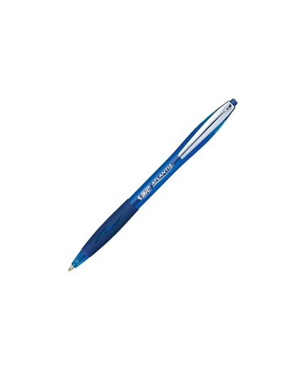 SCATOLA 12 PENNE SFERA SCATTO BIC®ATLANTIS PREMIUM clip metal 1,0MM BLU