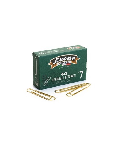 SCATOLA 40 FERMAGLI N.7 MM75 SUPER GIGANTI OTTONATI LEONE