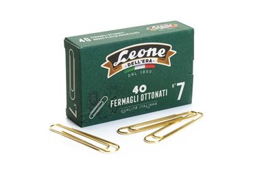 SCATOLA 40 FERMAGLI N.7 MM75 SUPER GIGANTI OTTONATI LEONE