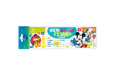 BLOCCHETTO 10 INVITI ALLA FESTA MICKEY DISNEY Rex Sadoch