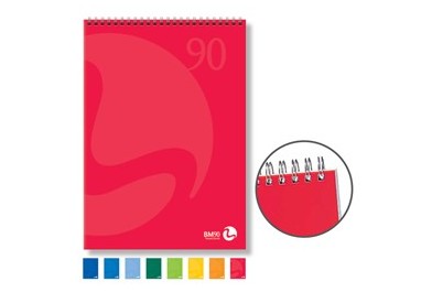 BLOCCO NOTES SPIRALATO lato corto 150x210mm 90gr 50fg 5mm COLOR BM