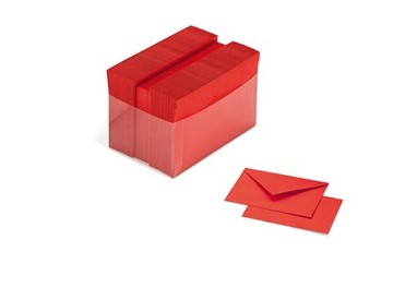 SCATOLA 100 CARTONCINI 200gr + 100 BUSTE 90gr ROSSO FORMATO 4 FAVINI