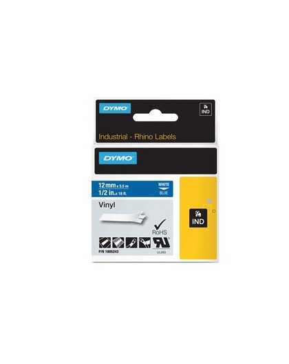 NASTRO VINILE 19mm x 5.5mt nero su giallo 18433 RHINO