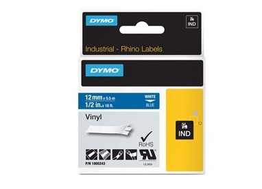 NASTRO VINILE 19mm x 5.5mt nero su giallo 18433 RHINO