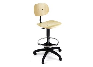 Sedia alta tipo tecnigrafo E0E7 in faggio multistrato c/ruote