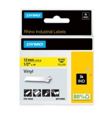 NASTRO VINILE 12mm x 5.5mt nero su giallo 18432 RHINO