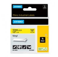 NASTRO VINILE 12mm x 5.5mt nero su giallo 18432 RHINO
