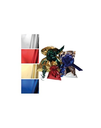 50 BUSTE REGALO IN PPL METAL LUCIDO 16x25cm BLU senza patella adesiva