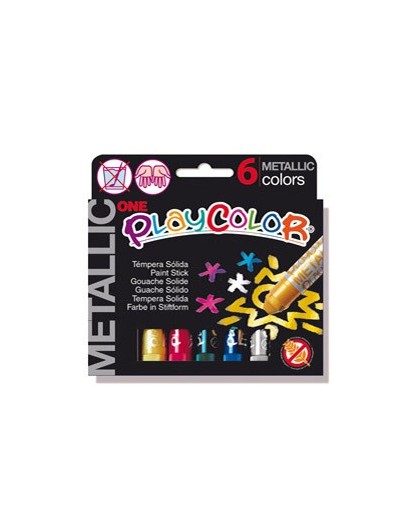 TEMPERA SOLIDA PLAYCOLOR 6 COLORI METAL in STICK da 10GR