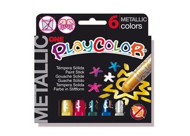 TEMPERA SOLIDA PLAYCOLOR 6 COLORI METAL in STICK da 10GR