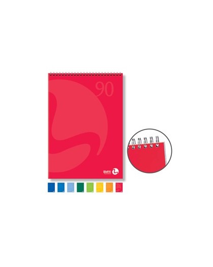 BLOCCO NOTES SPIRALATO lato corto 210x297mm 90gr 50fg 5mm COLOR BM