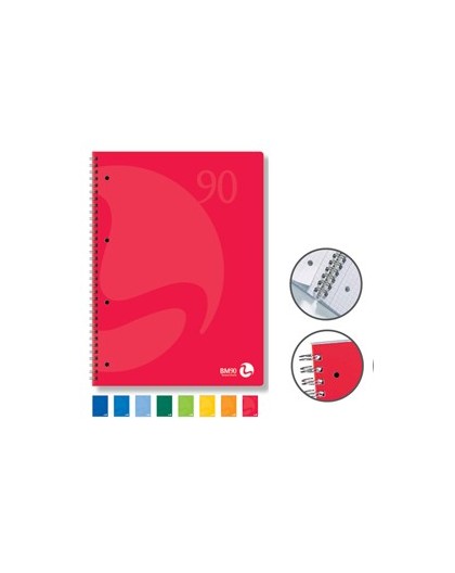 QUADERNO A5 16,3x21cm SPIRALATO 90gr 60fg 4fori microperf. 5mm COLORS BM