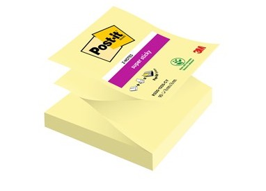 BLOCCO 90foglietti Post-it® Super Sticky Z-Notes Canary™76x76mm R330-123SS-CY