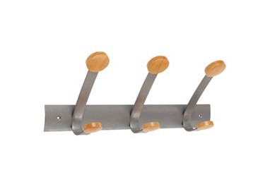 APPENDIABITI da MURO 3POSTI 45cm METALLO/LEGNO Alba
