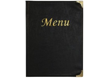 PORTA MENU' A4-31,5x24cm NERO in PVC BASIC con 4+2 BUSTE FISSE