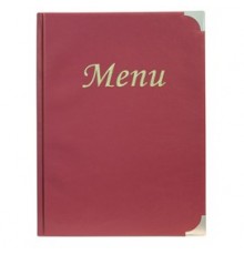 PORTA MENU' A4-31,5x24cm BORDEAUX in PVC BASIC con 4+2 BUSTE FISSE